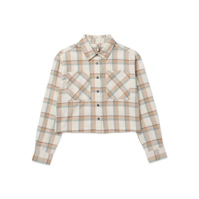 Blusa Mujer Cropped Flannel L/s
