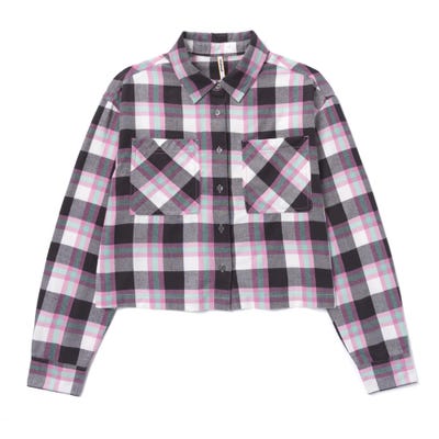 Blusa Mujer Cropped Flannel L/s