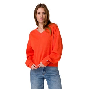 Polera Mujer Oversize V-neck Waffle